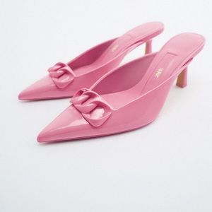 ZARA CHAIN DETAIL HEELED MULES